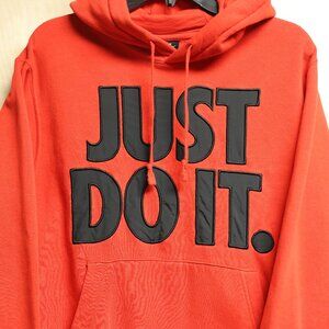 Men's Vintage Nike “Just Do It” Embroidered Red Hoodie Sz S